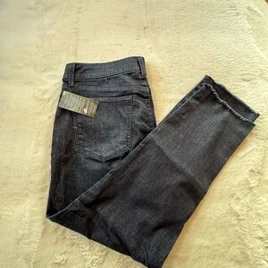 Croft & Barrow Jeans Womens 14 Dark Wash Stretch Raw Hem Pearl Snap Ankle 35x27